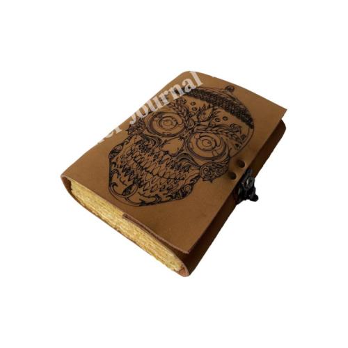 Day Of Dead Spell Blank Book of Shadows Journal with Lock Clasp Women Laser Cut Skull Vintage Handmade Diary Planner Journal